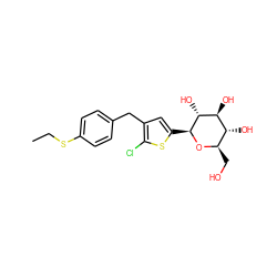 CCSc1ccc(Cc2cc([C@@H]3O[C@H](CO)[C@@H](O)[C@H](O)[C@H]3O)sc2Cl)cc1 ZINC000072118182