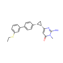 CCSc1cccc(-c2ccc([C@@H]3C[C@@H]3c3cc(=O)n(C)c(N)n3)cc2)c1 ZINC000095552333