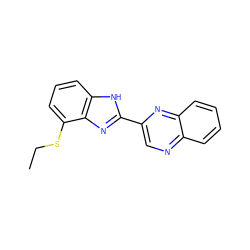 CCSc1cccc2[nH]c(-c3cnc4ccccc4n3)nc12 ZINC000013678112