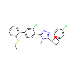 CCSc1ccccc1-c1ccc(-c2nnc(C3(c4ccc(Cl)cc4)CCC3)n2C)c(Cl)c1 ZINC000040976134