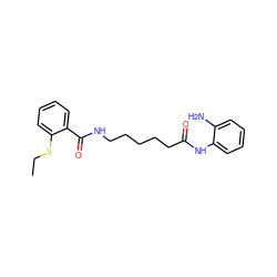 CCSc1ccccc1C(=O)NCCCCCC(=O)Nc1ccccc1N ZINC000117587636