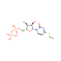 CCSc1ccn([C@@H]2O[C@H](CO[P@@](=O)(O)OP(=O)(O)O)[C@@H](O)[C@H]2O)c(=O)n1 ZINC000034867631