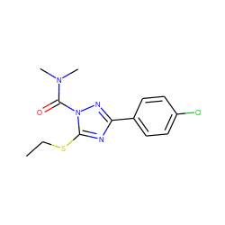 CCSc1nc(-c2ccc(Cl)cc2)nn1C(=O)N(C)C ZINC000013533058