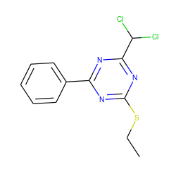 CCSc1nc(-c2ccccc2)nc(C(Cl)Cl)n1 ZINC000000276318