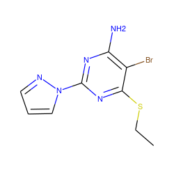 CCSc1nc(-n2cccn2)nc(N)c1Br ZINC000072317395