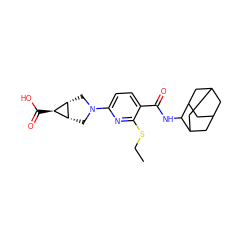 CCSc1nc(N2C[C@H]3[C@@H](C2)[C@@H]3C(=O)O)ccc1C(=O)NC1C2CC3CC(C2)CC1C3 ZINC000142610464