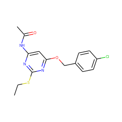 CCSc1nc(NC(C)=O)cc(OCc2ccc(Cl)cc2)n1 ZINC000014975634