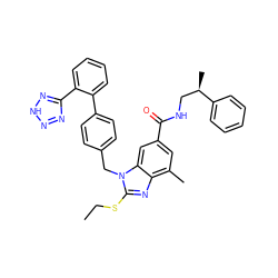 CCSc1nc2c(C)cc(C(=O)NC[C@@H](C)c3ccccc3)cc2n1Cc1ccc(-c2ccccc2-c2nn[nH]n2)cc1 ZINC000653757117