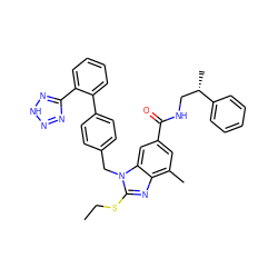 CCSc1nc2c(C)cc(C(=O)NC[C@H](C)c3ccccc3)cc2n1Cc1ccc(-c2ccccc2-c2nn[nH]n2)cc1 ZINC000653758676