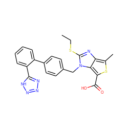 CCSc1nc2c(C)sc(C(=O)O)c2n1Cc1ccc(-c2ccccc2-c2nnn[nH]2)cc1 ZINC000001533662