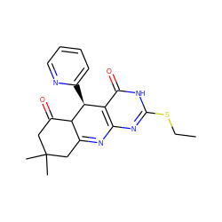 CCSc1nc2c(c(=O)[nH]1)[C@H](c1ccccn1)C1C(=O)CC(C)(C)CC1=N2 ZINC000100638189