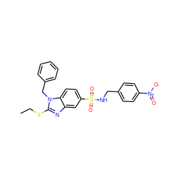 CCSc1nc2cc(S(=O)(=O)NCc3ccc([N+](=O)[O-])cc3)ccc2n1Cc1ccccc1 ZINC000028348717