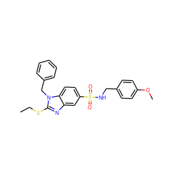 CCSc1nc2cc(S(=O)(=O)NCc3ccc(OC)cc3)ccc2n1Cc1ccccc1 ZINC000028346192