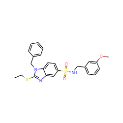 CCSc1nc2cc(S(=O)(=O)NCc3cccc(OC)c3)ccc2n1Cc1ccccc1 ZINC000028345631