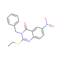 CCSc1nc2ccc([N+](=O)[O-])cc2c(=O)n1Cc1ccccc1 ZINC000049115853