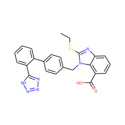 CCSc1nc2cccc(C(=O)O)c2n1Cc1ccc(-c2ccccc2-c2nnn[nH]2)cc1 ZINC000000603607