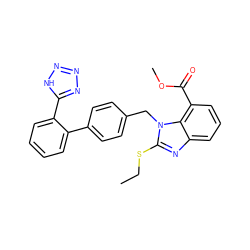 CCSc1nc2cccc(C(=O)OC)c2n1Cc1ccc(-c2ccccc2-c2nnn[nH]2)cc1 ZINC000013832262