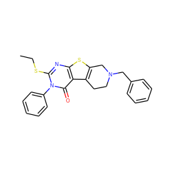 CCSc1nc2sc3c(c2c(=O)n1-c1ccccc1)CCN(Cc1ccccc1)C3 ZINC000019758843