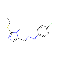 CCSc1ncc(/C=N/Nc2ccc(Cl)cc2)n1C ZINC000004002500