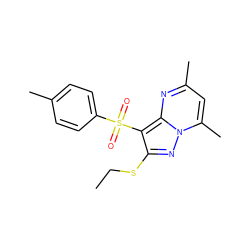 CCSc1nn2c(C)cc(C)nc2c1S(=O)(=O)c1ccc(C)cc1 ZINC000096174436