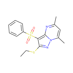 CCSc1nn2c(C)cc(C)nc2c1S(=O)(=O)c1ccccc1 ZINC000071329531