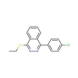 CCSc1nnc(-c2ccc(Cl)cc2)c2ccccc12 ZINC000000188659