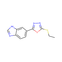 CCSc1nnc(-c2ccc3nc[nH]c3c2)o1 ZINC000096283006