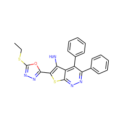 CCSc1nnc(-c2sc3nnc(-c4ccccc4)c(-c4ccccc4)c3c2N)o1 ZINC000002150277