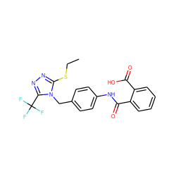 CCSc1nnc(C(F)(F)F)n1Cc1ccc(NC(=O)c2ccccc2C(=O)O)cc1 ZINC000013825609