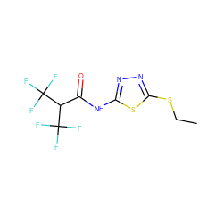 CCSc1nnc(NC(=O)C(C(F)(F)F)C(F)(F)F)s1 ZINC000009330930