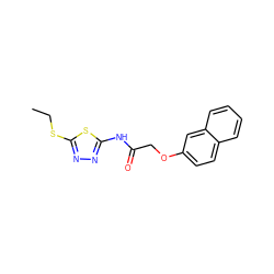 CCSc1nnc(NC(=O)COc2ccc3ccccc3c2)s1 ZINC000000476637