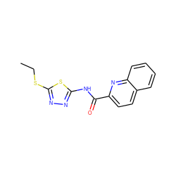 CCSc1nnc(NC(=O)c2ccc3ccccc3n2)s1 ZINC000002658027