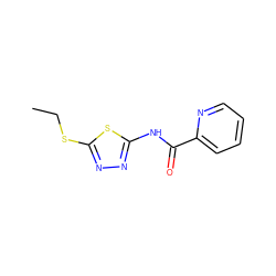 CCSc1nnc(NC(=O)c2ccccn2)s1 ZINC000002658037