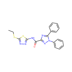 CCSc1nnc(NC(=O)c2nc(-c3ccccc3)n(-c3ccccc3)n2)s1 ZINC000002726336