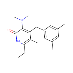 CCc1[nH]c(=O)c(N(C)C)c(Cc2cc(C)cc(C)c2)c1C ZINC000005886835