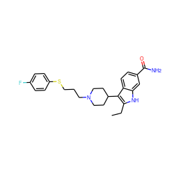 CCc1[nH]c2cc(C(N)=O)ccc2c1C1CCN(CCCSc2ccc(F)cc2)CC1 ZINC000299828161