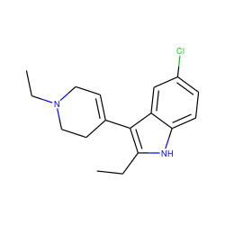 CCc1[nH]c2ccc(Cl)cc2c1C1=CCN(CC)CC1 ZINC000028525006