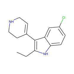 CCc1[nH]c2ccc(Cl)cc2c1C1=CCNCC1 ZINC000028526199