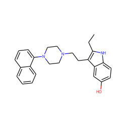 CCc1[nH]c2ccc(O)cc2c1CCN1CCN(c2cccc3ccccc23)CC1 ZINC000169339887