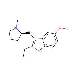 CCc1[nH]c2ccc(OC)cc2c1C[C@H]1CCCN1C ZINC000028967022