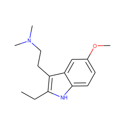 CCc1[nH]c2ccc(OC)cc2c1CCN(C)C ZINC000013805803