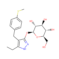 CCc1[nH]nc(O[C@@H]2O[C@H](CO)[C@@H](O)[C@H](O)[C@H]2O)c1Cc1ccc(SC)cc1 ZINC000118455238