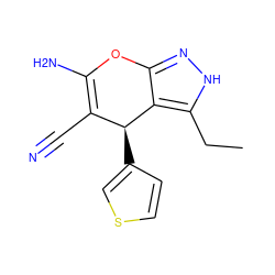 CCc1[nH]nc2c1[C@@H](c1ccsc1)C(C#N)=C(N)O2 ZINC000008680677