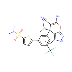 CCc1[nH]nc2c1[C@](c1cc(-c3ccc(S(=O)(=O)N(C)C)s3)cc(C(F)(F)F)c1)(C(C)C)C(C#N)=C(N)O2 ZINC001772632019