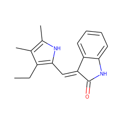 CCc1c(/C=C2/C(=O)Nc3ccccc32)[nH]c(C)c1C ZINC000026821154