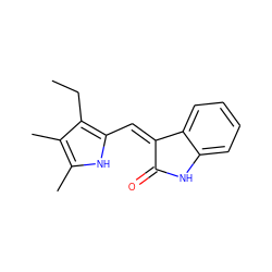 CCc1c(/C=C2\C(=O)Nc3ccccc32)[nH]c(C)c1C ZINC000013780167