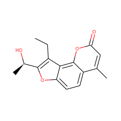 CCc1c([C@@H](C)O)oc2ccc3c(C)cc(=O)oc3c12 ZINC000000303880