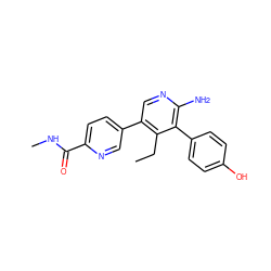 CCc1c(-c2ccc(C(=O)NC)nc2)cnc(N)c1-c1ccc(O)cc1 ZINC001248511713