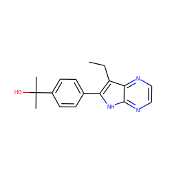 CCc1c(-c2ccc(C(C)(C)O)cc2)[nH]c2nccnc12 ZINC000063298517