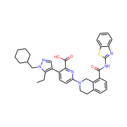 CCc1c(-c2ccc(N3CCc4cccc(C(=O)Nc5nc6ccccc6s5)c4C3)nc2C(=O)O)cnn1CC1CCCCC1 ZINC000144535765